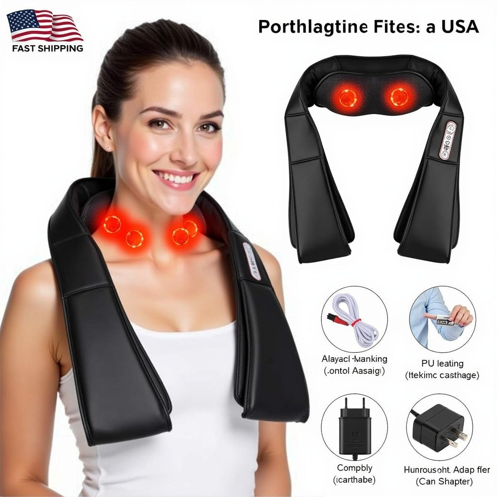 Massager Heat Deep 3D Kneading Pillow