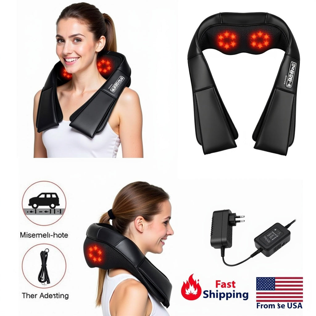 Massager Heat Deep 3D Kneading Pillow