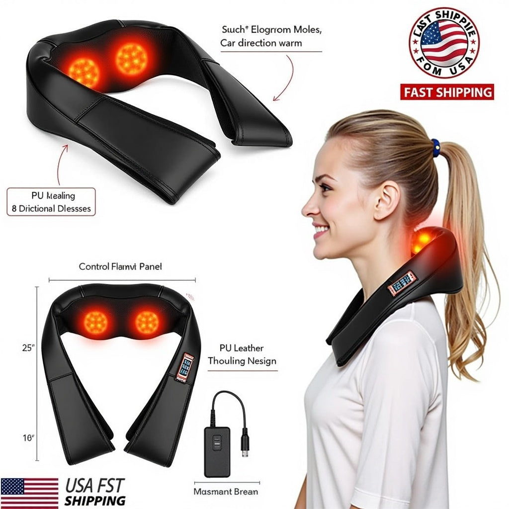 Massager Heat Deep 3D Kneading Pillow